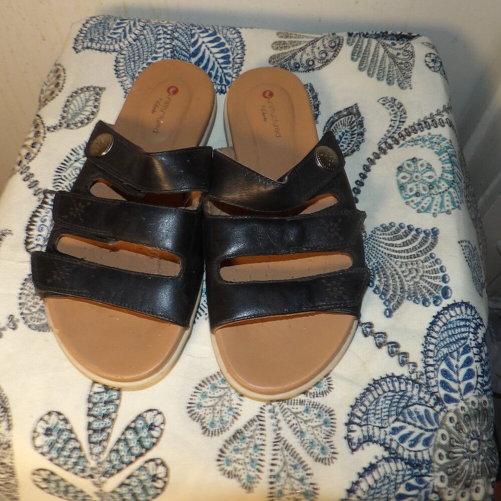 Unstructured By Clarks Leather Slide Sz 6.5M